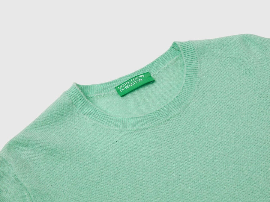 light green crew neck sweater in merino wool