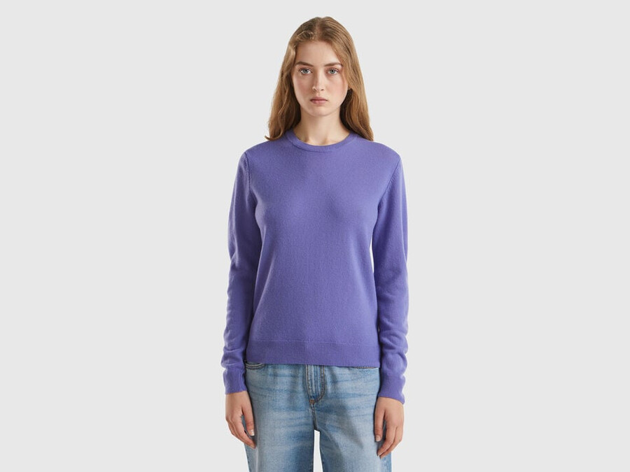 periwinkle crew neck sweater in merino wool