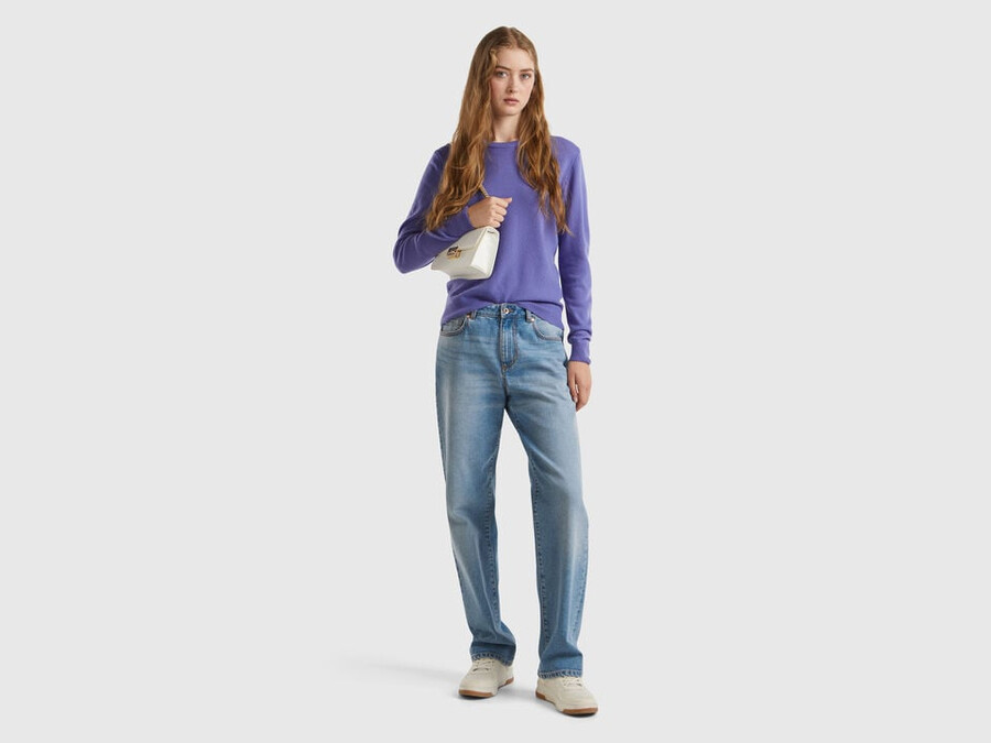 periwinkle crew neck sweater in merino wool