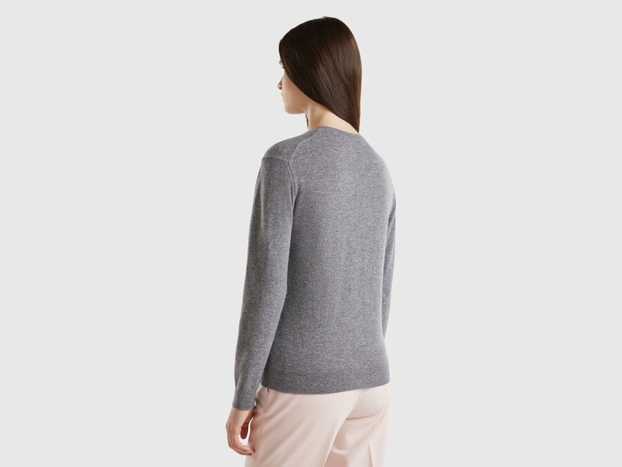 mouse gray crew neck sweater in merino wool