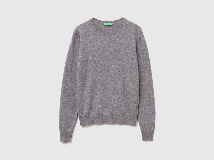 mouse gray crew neck sweater in merino wool