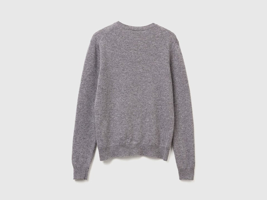 mouse gray crew neck sweater in merino wool