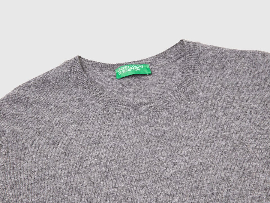 mouse gray crew neck sweater in merino wool