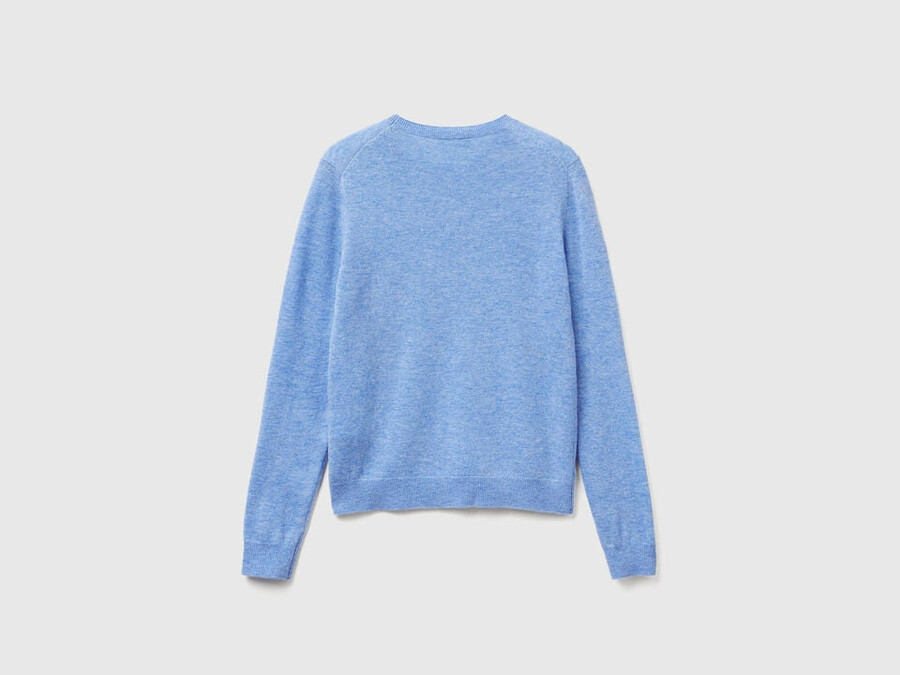 light blue crew neck sweater in merino wool