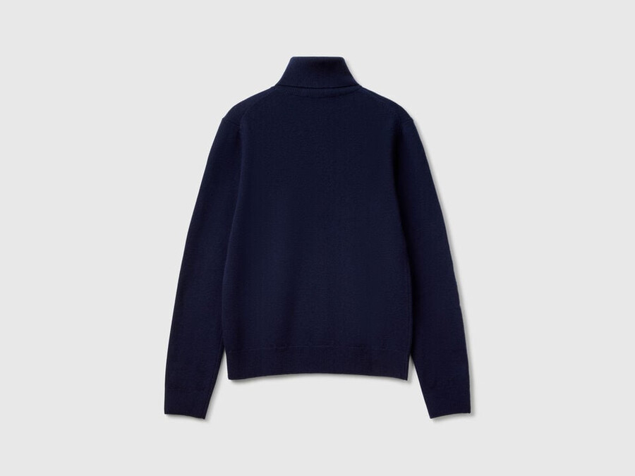 dark blue turtleneck in pure merino wool