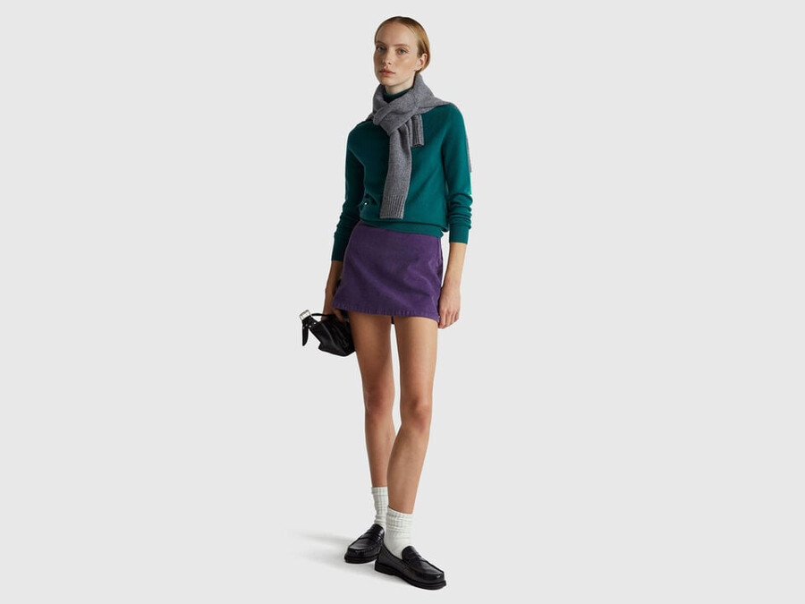 green turtleneck sweater in pure merino wool