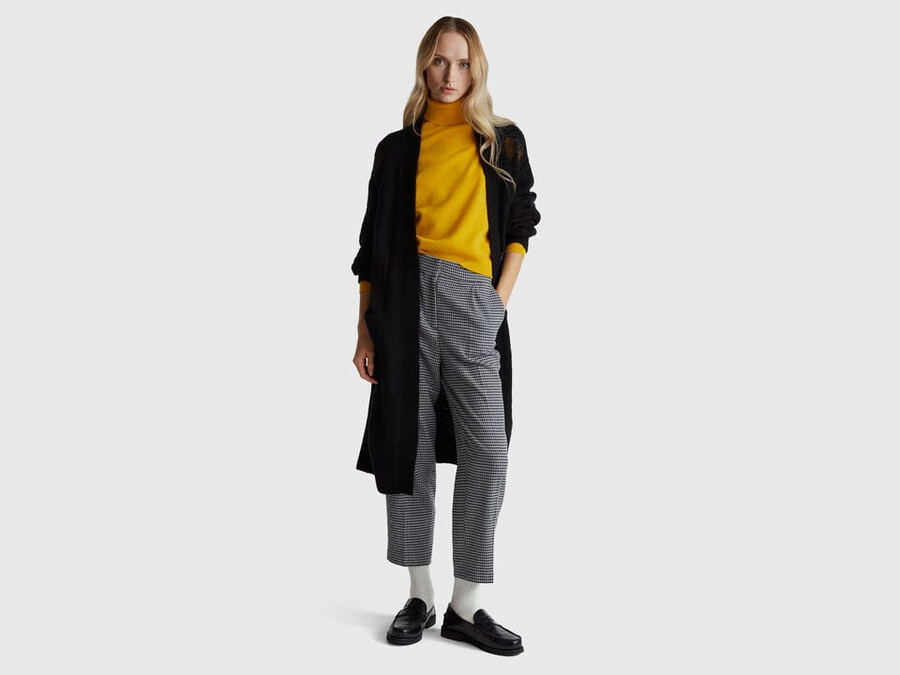 yellow ochre turtleneck sweater in pure merino wool