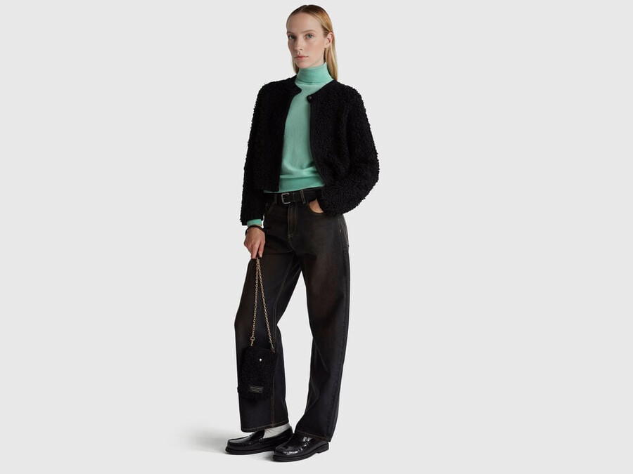 light green turtleneck sweater in pure merino wool