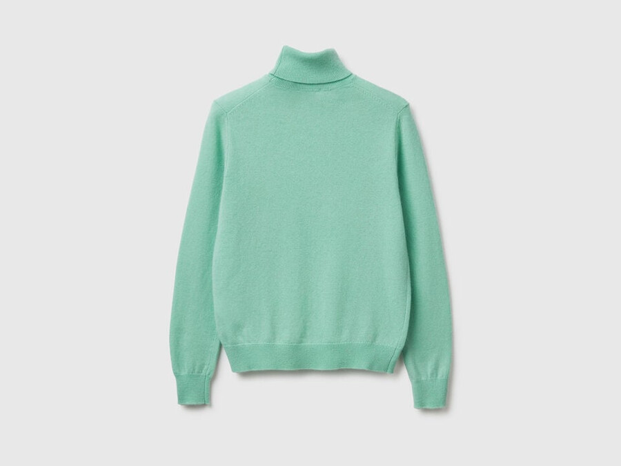 light green turtleneck sweater in pure merino wool