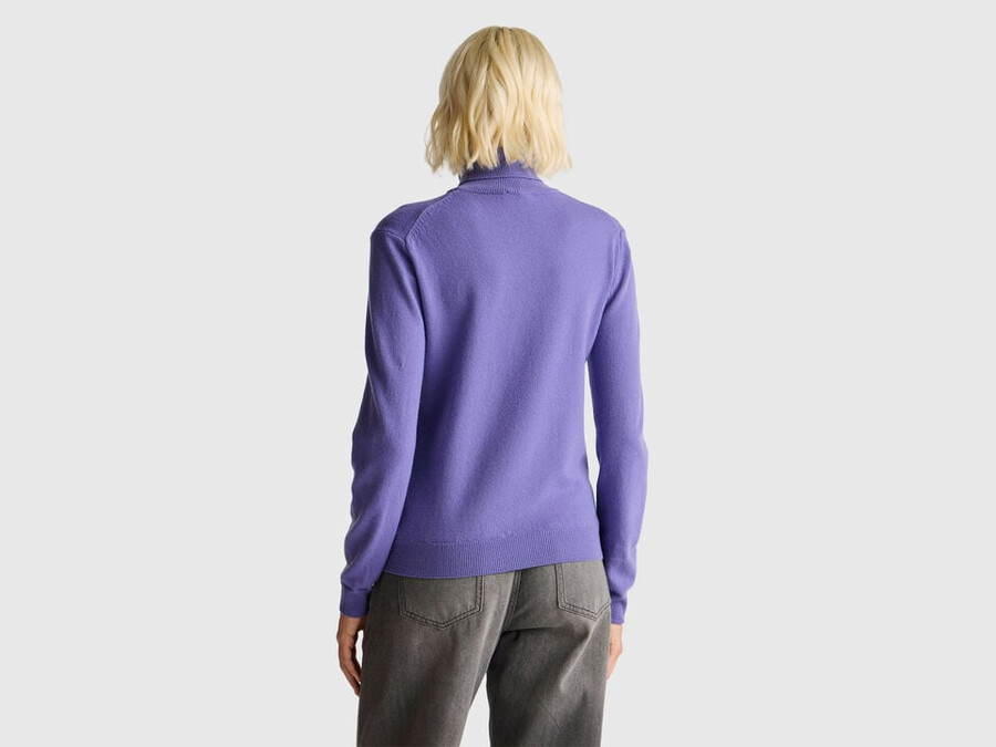 periwinkle turtleneck sweater in pure merino wool