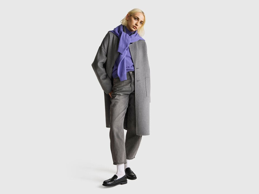 periwinkle turtleneck sweater in pure merino wool