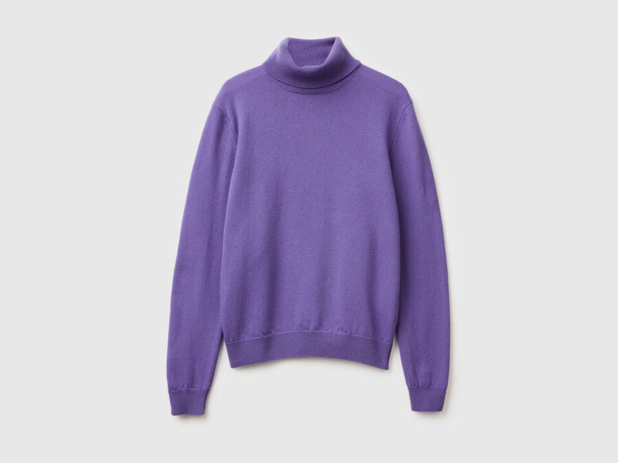 periwinkle turtleneck sweater in pure merino wool