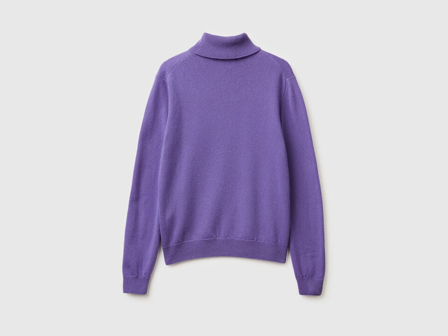 periwinkle turtleneck sweater in pure merino wool