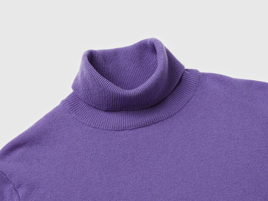 periwinkle turtleneck sweater in pure merino wool