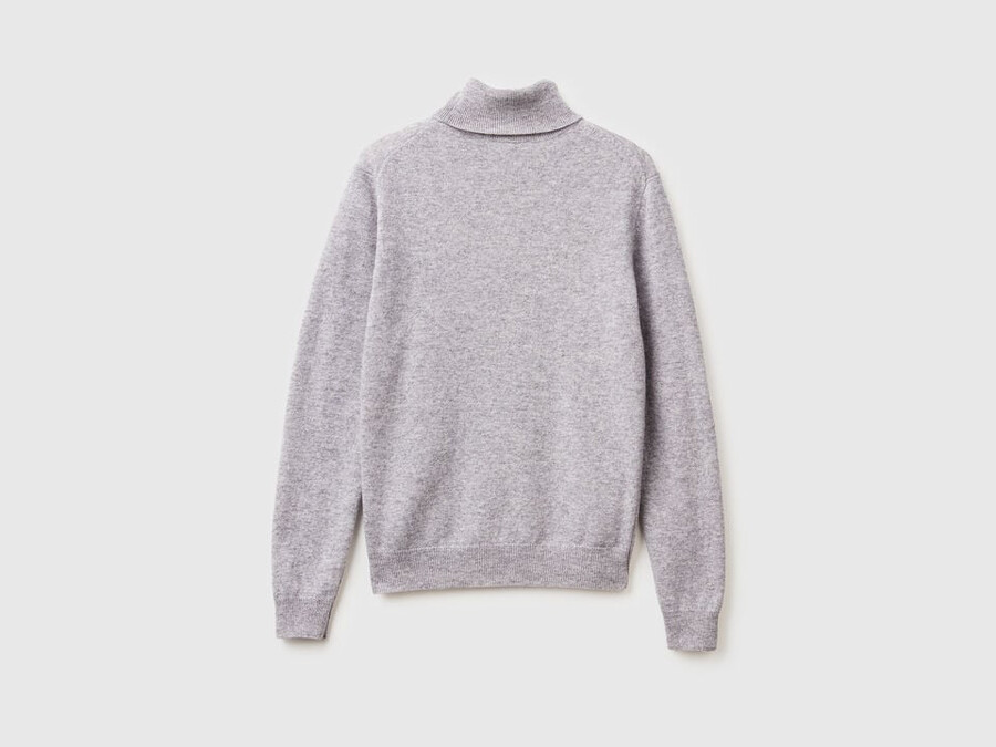 marl gray turtleneck sweater in pure merino wool