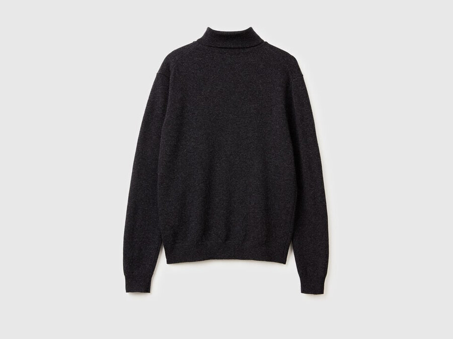 dark gray turtleneck sweater in pure merino wool