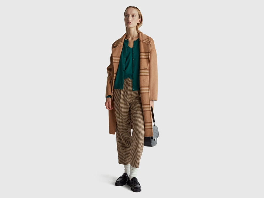 green crew neck cardigan in pure merino wool