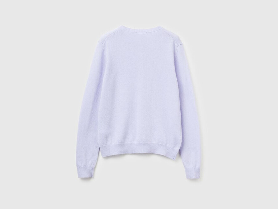 lilac crew neck cardigan in pure merino wool