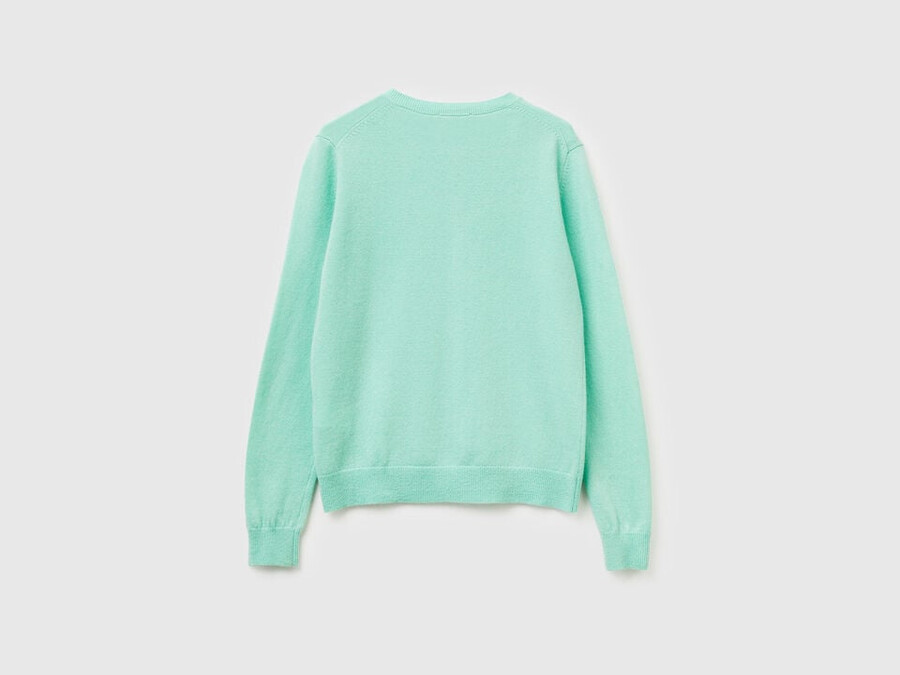 light green crew neck cardigan in pure merino wool