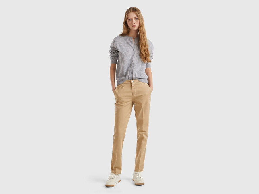 marl gray crew neck cardigan in pure merino wool