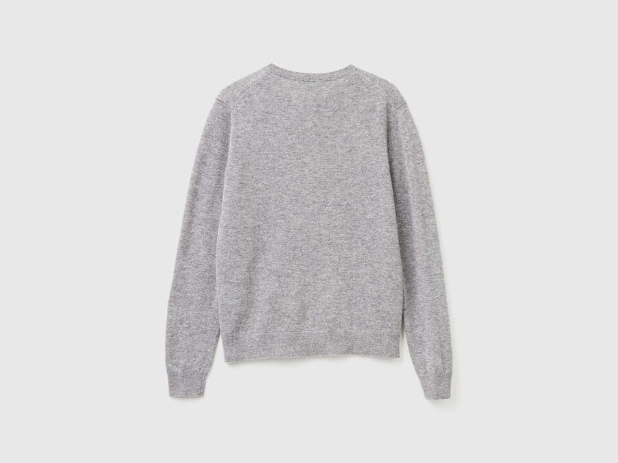 marl gray crew neck cardigan in pure merino wool