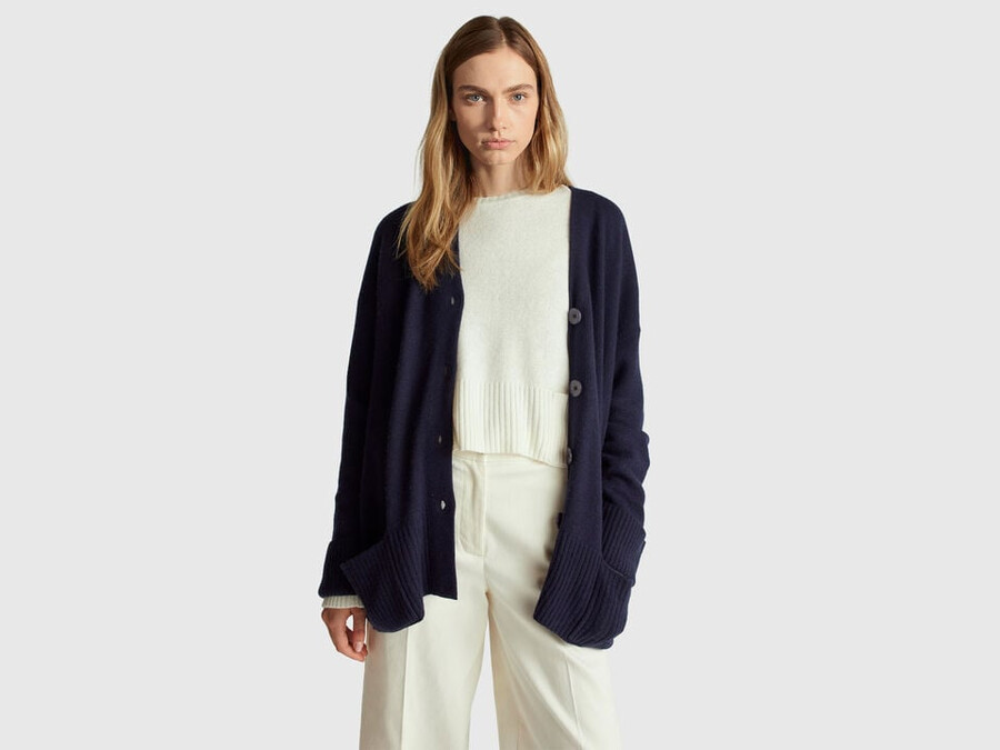 oversized fit cardigan in wool blend