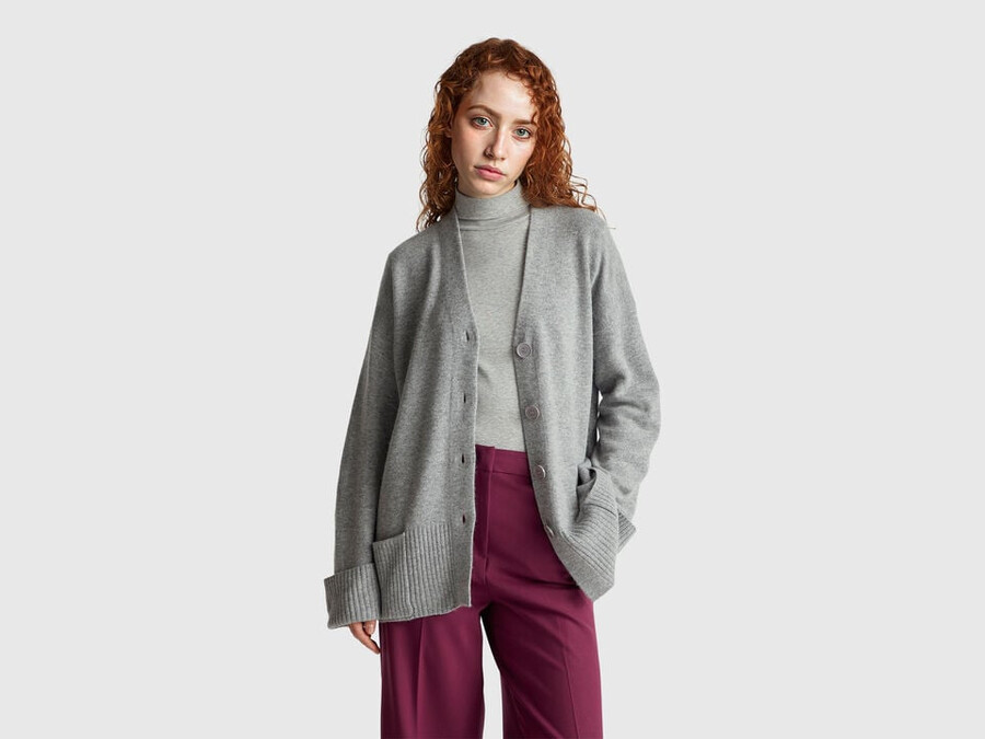 oversized fit cardigan in wool blend