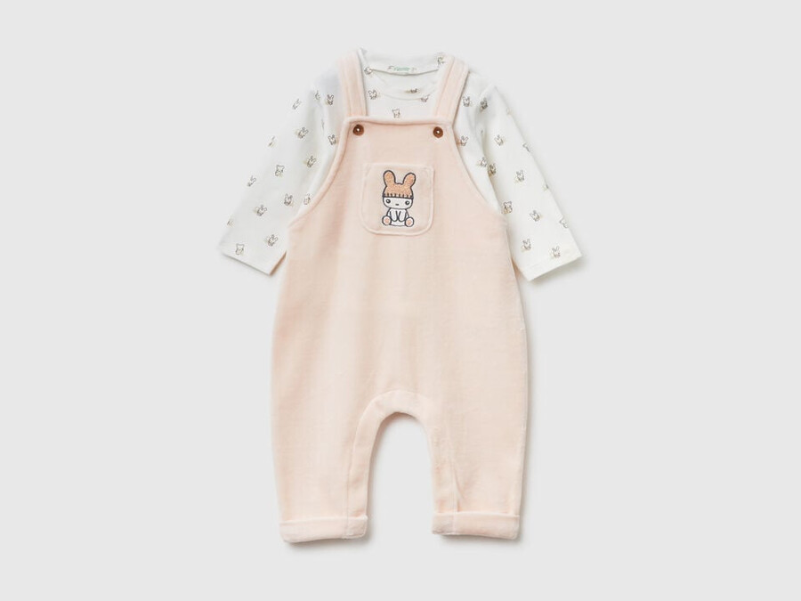 t-shirt and dungarees set in cotton