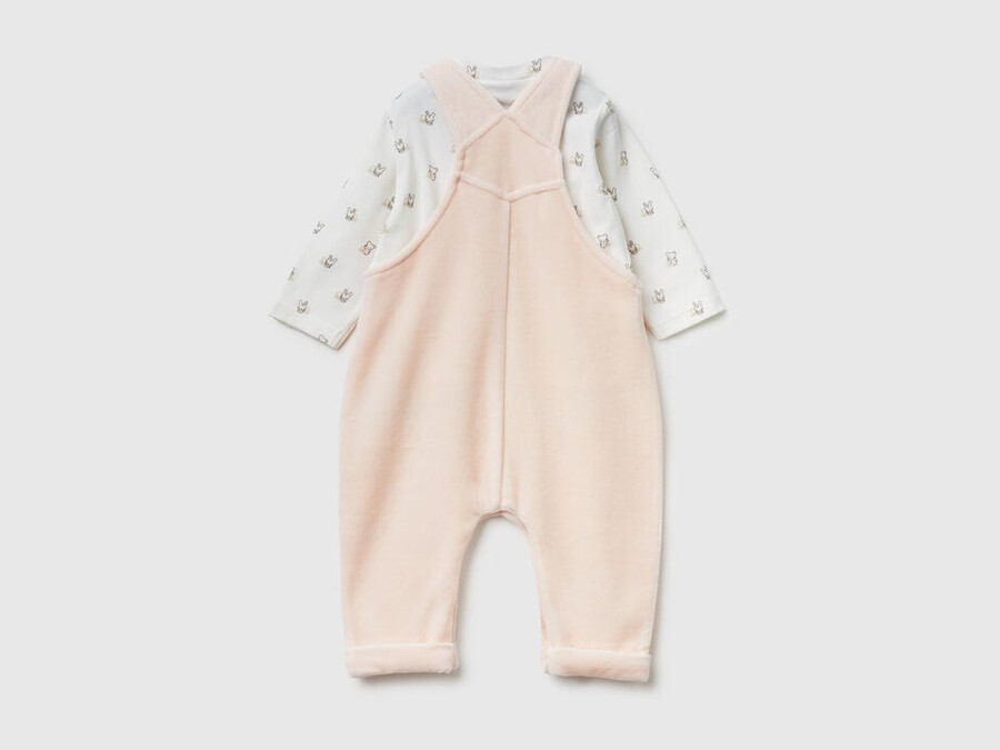 t-shirt and dungarees set in cotton