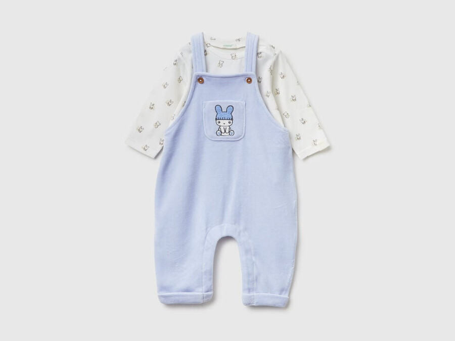 t-shirt and dungarees set in cotton