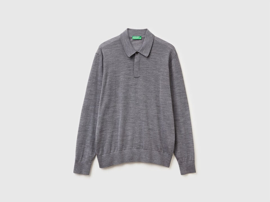polo in pure merino wool