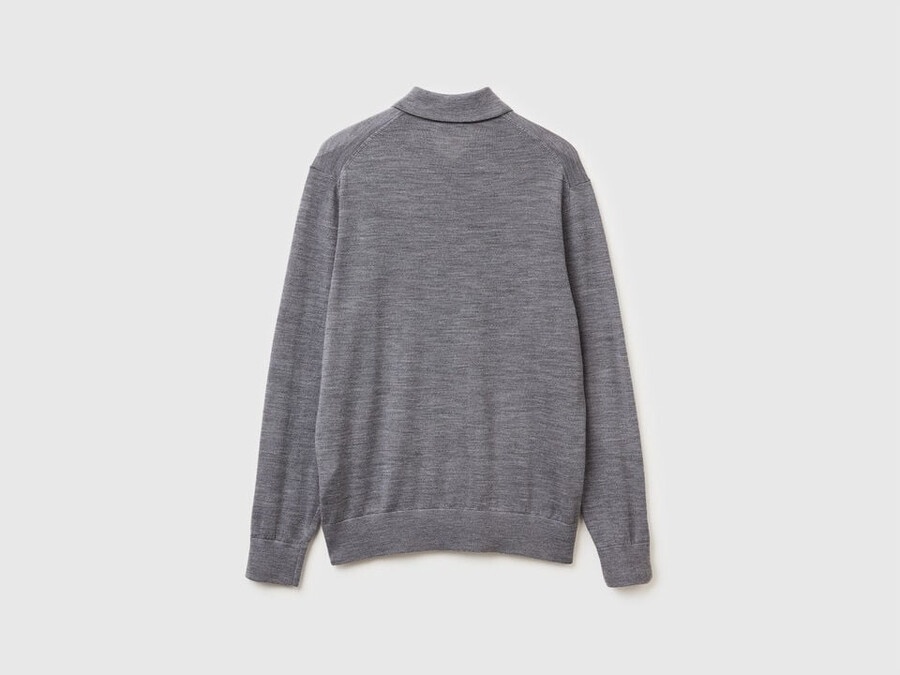 polo in pure merino wool
