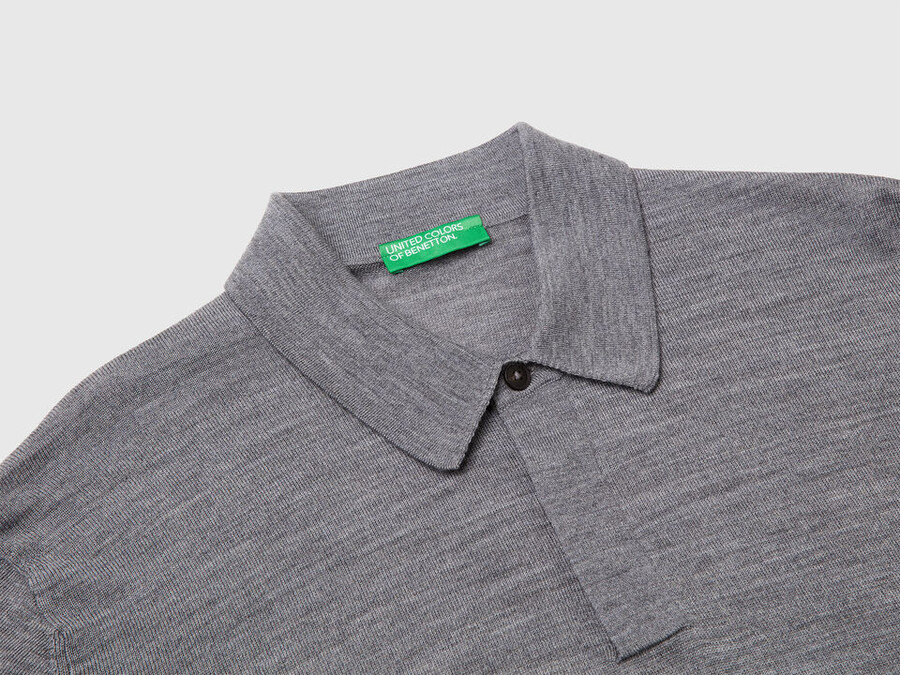 polo in pure merino wool