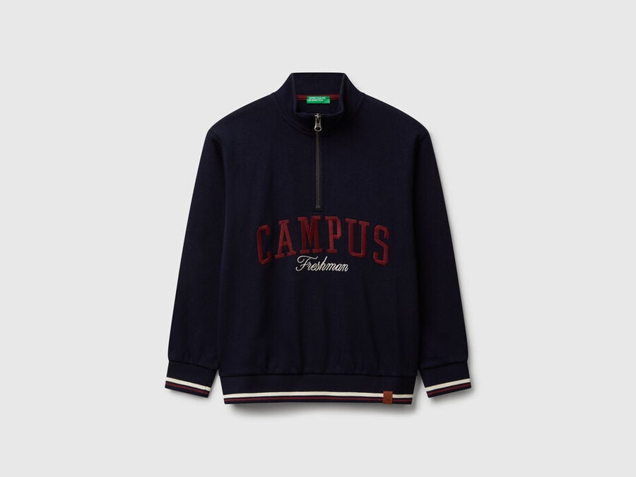 high neck sweatshirt with zipper