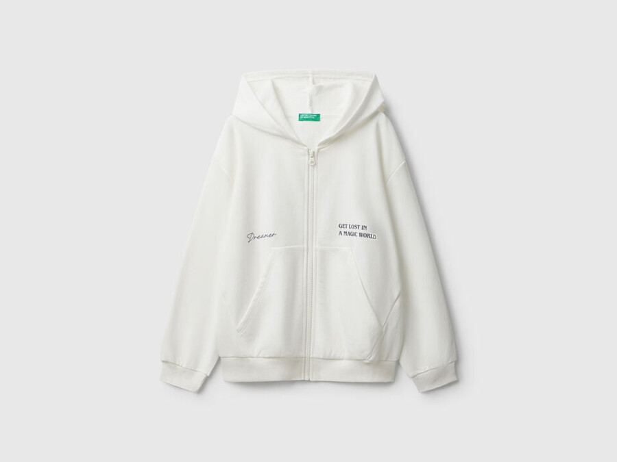 zip-up sweatshirt with print