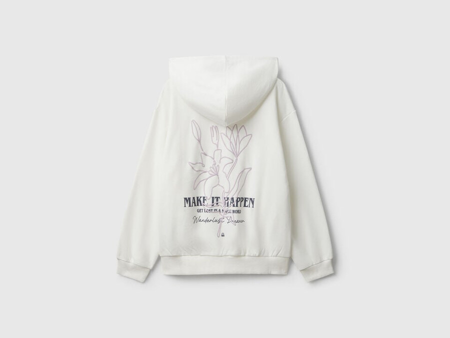 zip-up sweatshirt with print