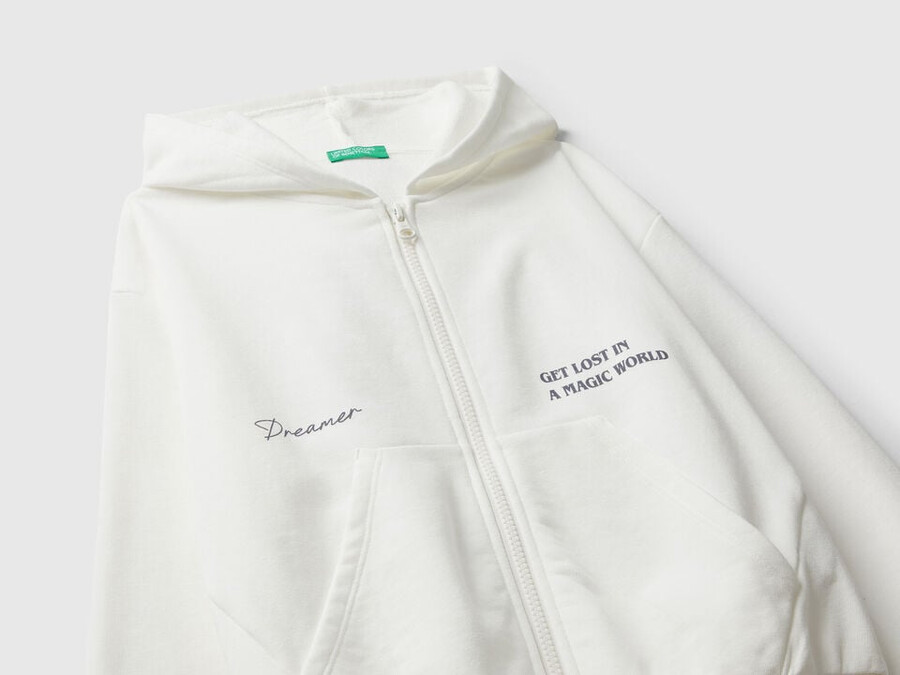 zip-up sweatshirt with print