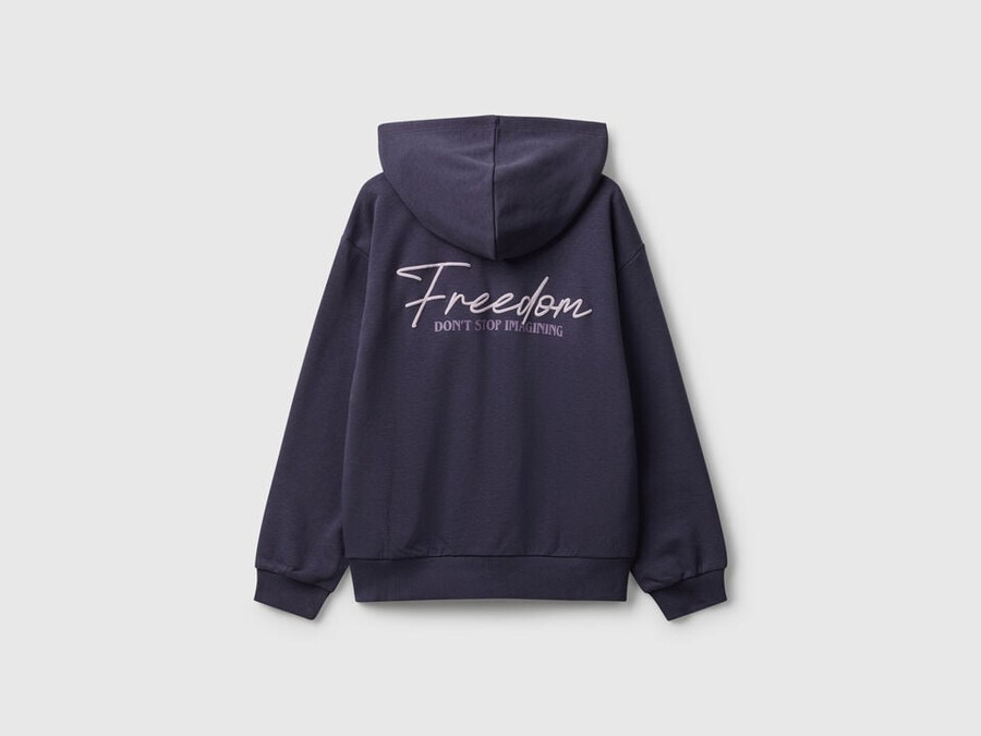 zip-up sweatshirt with print