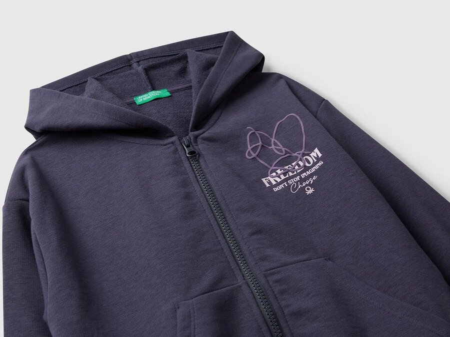 zip-up sweatshirt with print