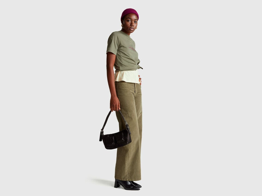 wide fit velvet trousers