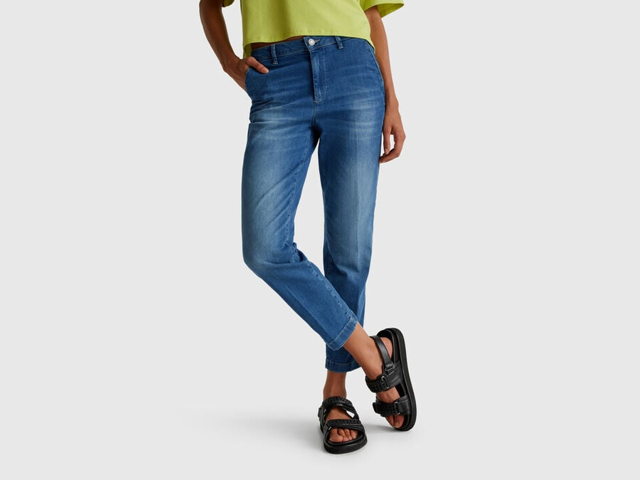 slim fit denim chinos