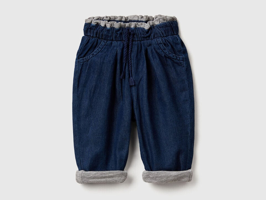 lined trousers in chambray
