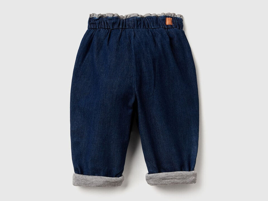 lined trousers in chambray