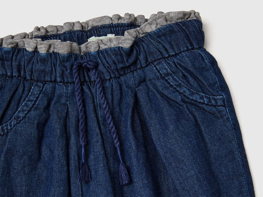 lined trousers in chambray